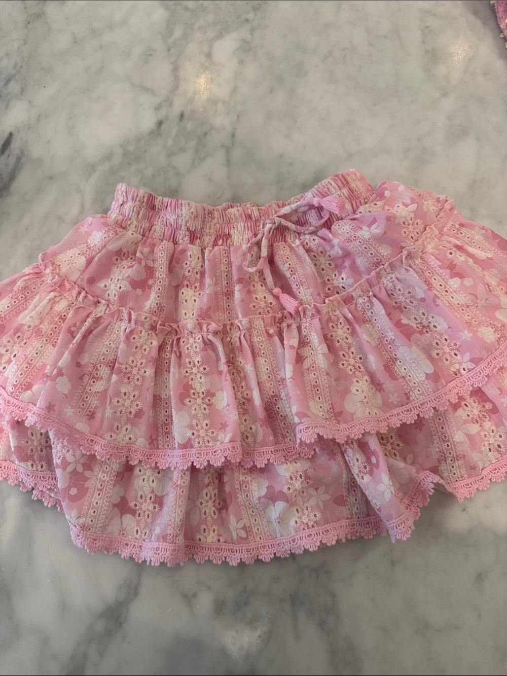 Flowers by Zoe Pink Layered Eyelet Ruffle Skirt
